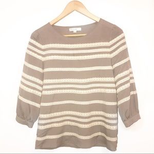 Anthropologie Comme Toi Gray 3/4 Sleeve Blouse-S